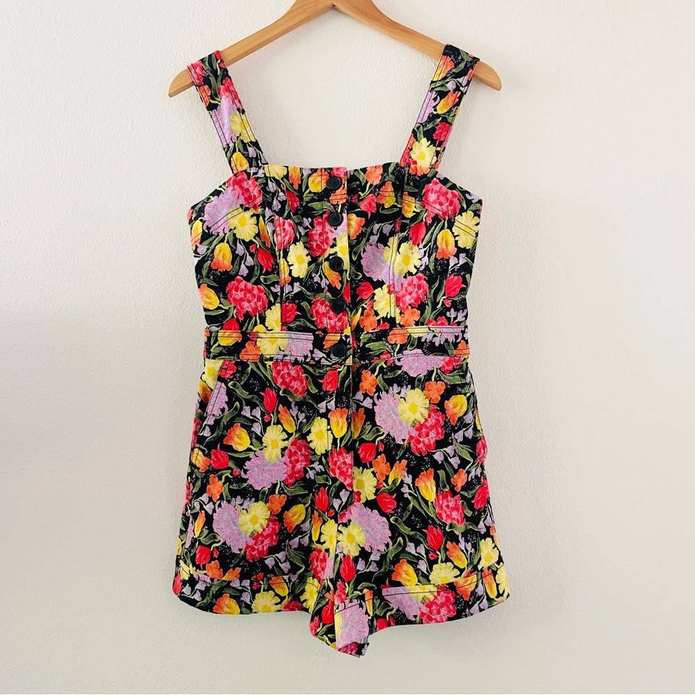 Anthropologie x Yukiko Noritake Portside Button-Front Colorful Floral Romper - Picture 5 of 8